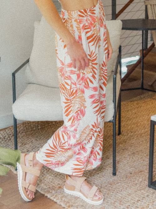 X4FH567 snow white seaside tropics Midnight Avenue Wide-Leg Pants Women Roxy | Pants