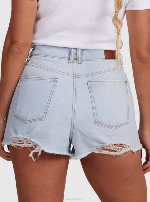 X4FH118 light blue Eva Denim Shorts Women Roxy | Shorts