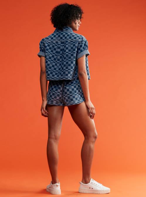 X4FH155 mood indigo sol power New Impossible Printed Denim Shorts Women Roxy | Shorts