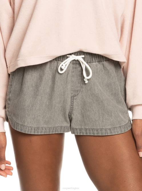 X4FH172 light grey New Impossible Denim Shorts Women Roxy | Shorts