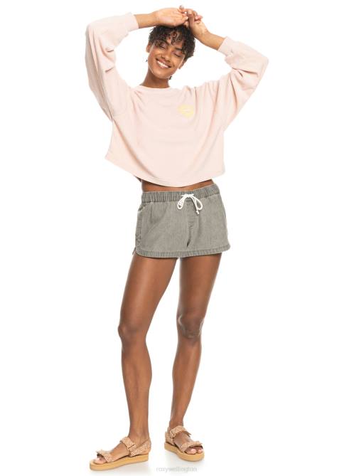 X4FH172 light grey New Impossible Denim Shorts Women Roxy | Shorts
