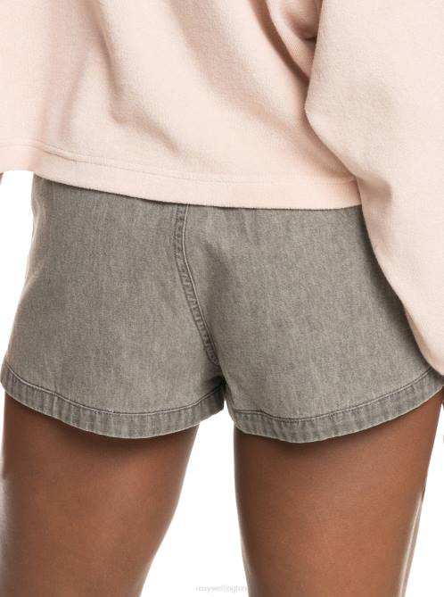 X4FH172 light grey New Impossible Denim Shorts Women Roxy | Shorts