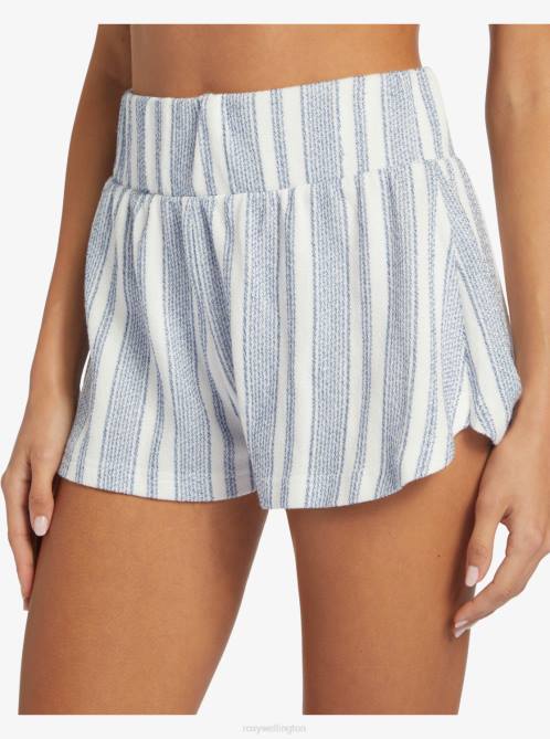 X4FH192 snow white beachside stripe Drop A Wave Short Sweatshirt Shorts Women Roxy | Shorts