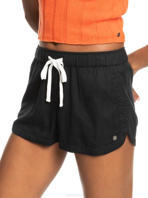 X4FH240 true black New Impossible Love Elastic Waist Shorts Women Roxy | Shorts