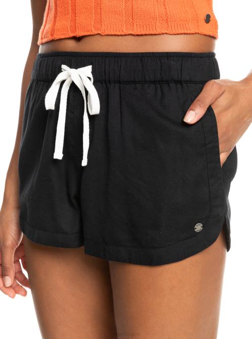 X4FH240 true black New Impossible Love Elastic Waist Shorts Women Roxy | Shorts