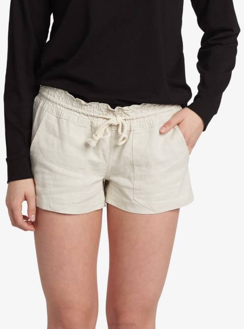X4FH244 stone Oceanside Elastic Waist Shorts Women Roxy | Shorts