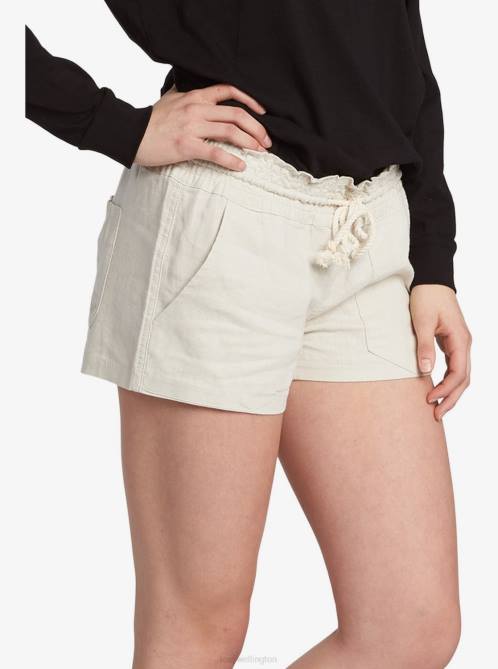 X4FH244 stone Oceanside Elastic Waist Shorts Women Roxy | Shorts