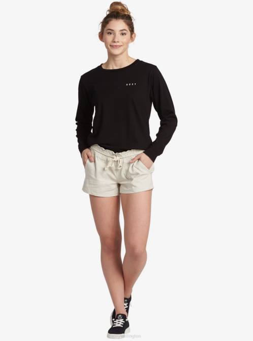 X4FH244 stone Oceanside Elastic Waist Shorts Women Roxy | Shorts