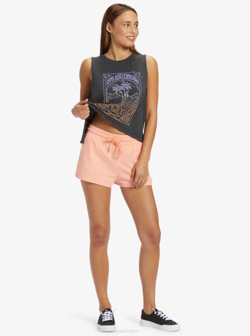 X4FH274 papaya punch Check Out Sweat Shorts Women Roxy | Shorts