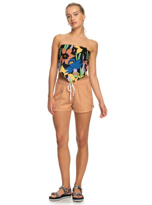 X4FH283 cork New Impossible Love Elastic Waist Shorts Women Roxy | Shorts