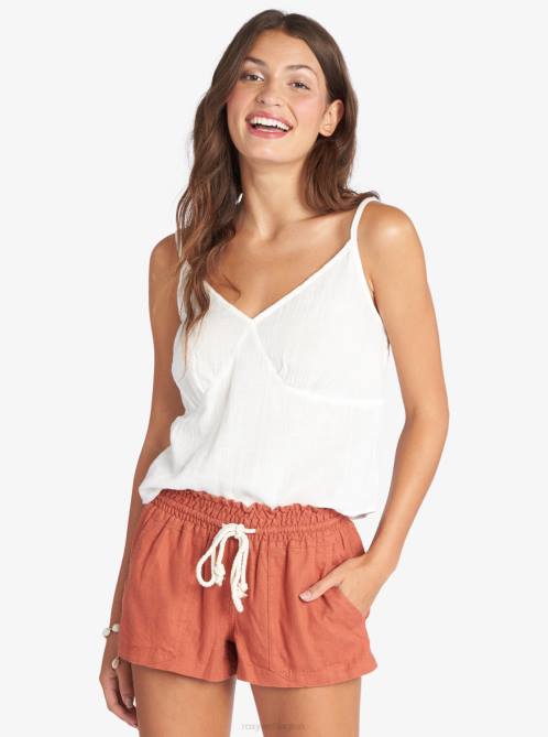 X4FH323 baked clay Oceanside Elastic Waist Shorts Women Roxy | Shorts