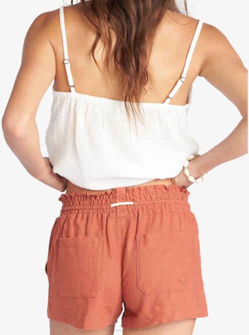 X4FH323 baked clay Oceanside Elastic Waist Shorts Women Roxy | Shorts