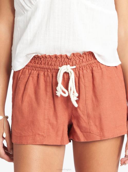 X4FH323 baked clay Oceanside Elastic Waist Shorts Women Roxy | Shorts