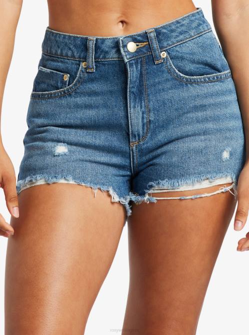 X4FH32 medium blue New Swell Denim Shorts Women Roxy | Shorts