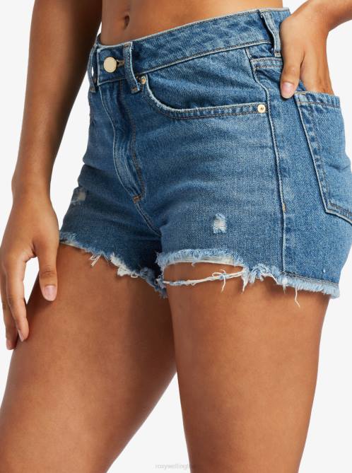 X4FH32 medium blue New Swell Denim Shorts Women Roxy | Shorts