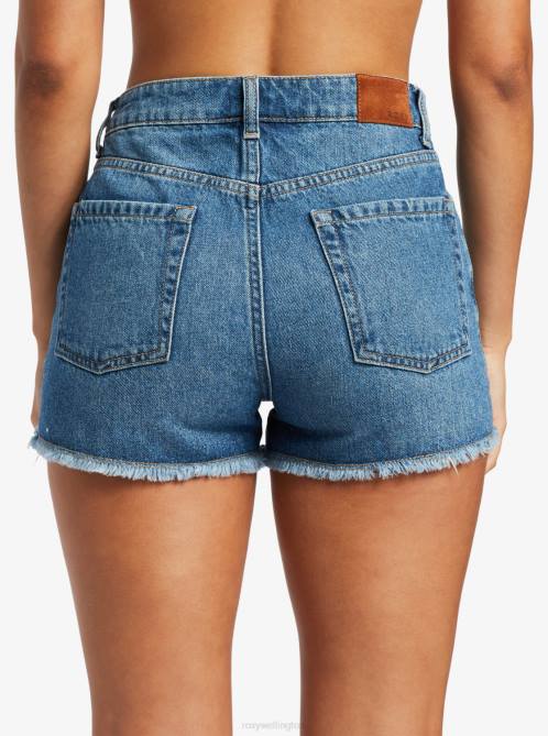 X4FH32 medium blue New Swell Denim Shorts Women Roxy | Shorts