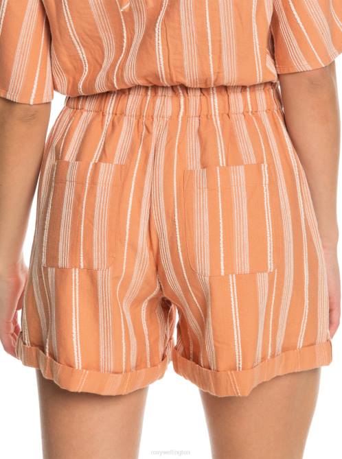 X4FH408 toasted nut bico stripe Sweeter Place Viscose Shorts Women Roxy | Shorts
