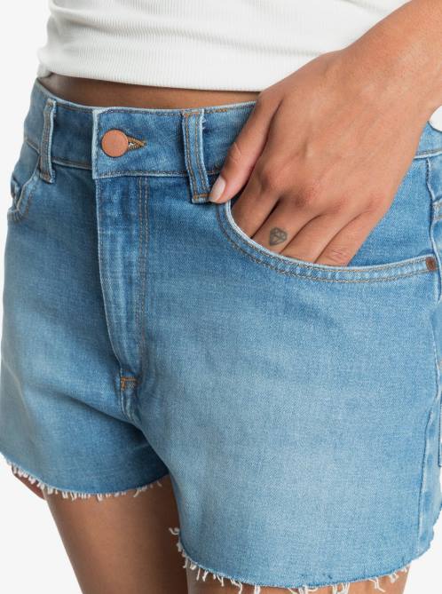 X4FH505 medium blue Kissing The Swell Denim Shorts Women Roxy | Shorts