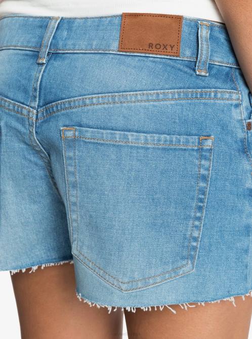 X4FH505 medium blue Kissing The Swell Denim Shorts Women Roxy | Shorts