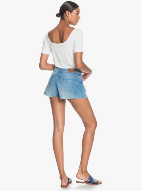 X4FH505 medium blue Kissing The Swell Denim Shorts Women Roxy | Shorts