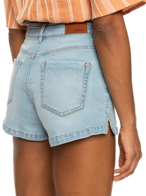 X4FH522 light blue Holiday Stuff High Waist Denim Shorts Women Roxy | Shorts