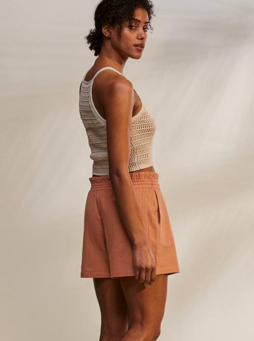 X4FH159 tapioca Malibu Crush Knitted Halter Top Women Roxy | Sweaters