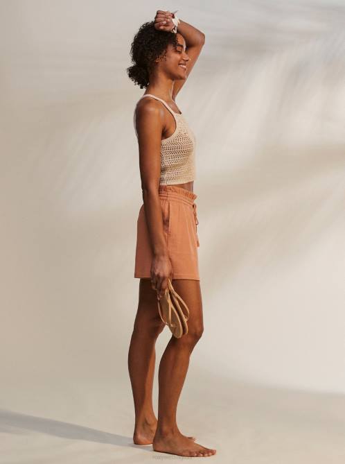 X4FH159 tapioca Malibu Crush Knitted Halter Top Women Roxy | Sweaters