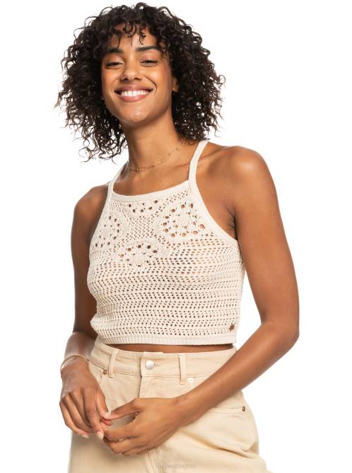 X4FH159 tapioca Malibu Crush Knitted Halter Top Women Roxy | Sweaters