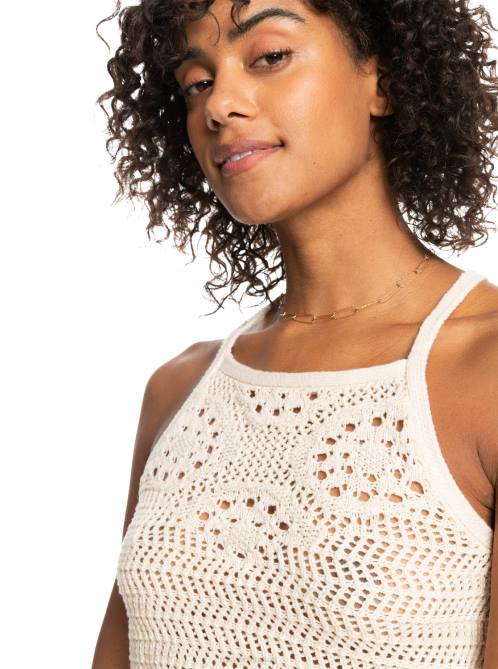 X4FH159 tapioca Malibu Crush Knitted Halter Top Women Roxy | Sweaters