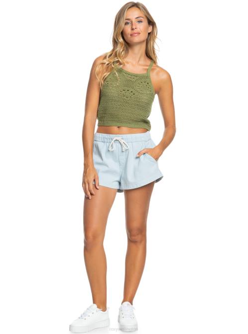 X4FH173 loden green Malibu Crush Knitted Halter Top Women Roxy | Sweaters