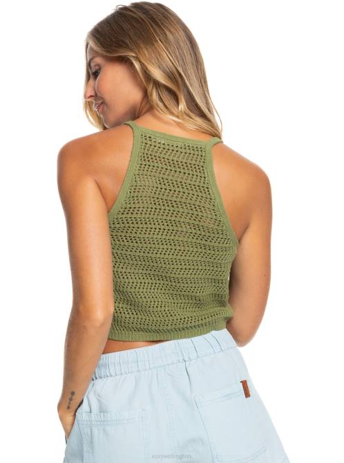 X4FH173 loden green Malibu Crush Knitted Halter Top Women Roxy | Sweaters