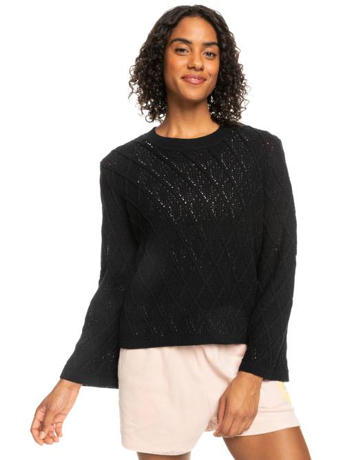 X4FH275 anthracite Paper Hearts Crew Neck Sweater Women Roxy | Sweaters