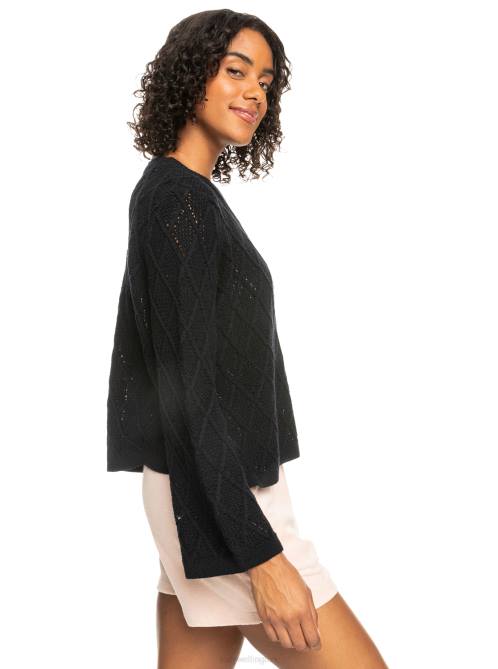 X4FH275 anthracite Paper Hearts Crew Neck Sweater Women Roxy | Sweaters