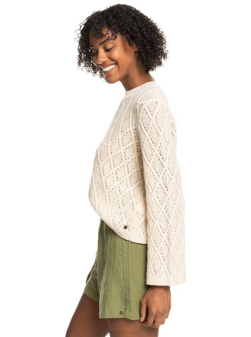 X4FH294 tapioca Paper Hearts Crew Neck Sweater Women Roxy | Sweaters