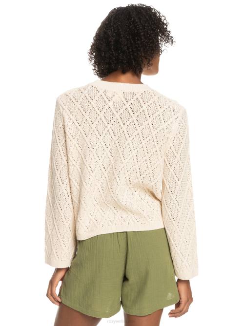 X4FH294 tapioca Paper Hearts Crew Neck Sweater Women Roxy | Sweaters