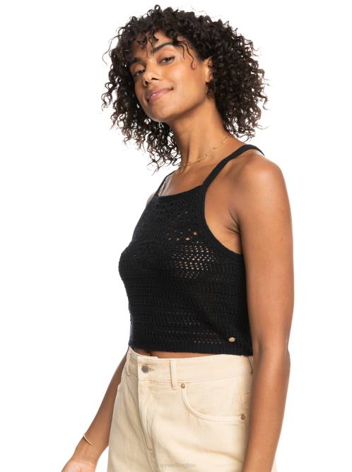 X4FH391 anthracite Malibu Crush Knitted Halter Top Women Roxy | Sweaters