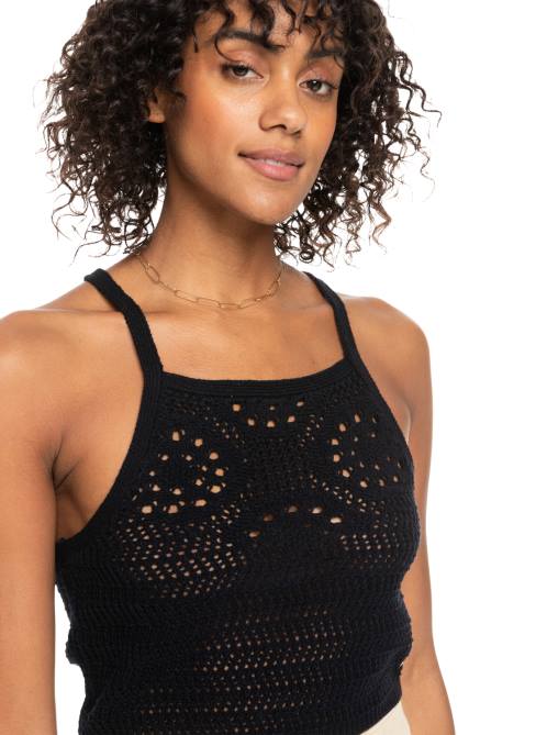 X4FH391 anthracite Malibu Crush Knitted Halter Top Women Roxy | Sweaters