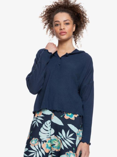 X4FH412 mood indigo Cozy Day Long Sleeve Rib Knit Top Women Roxy | Sweaters