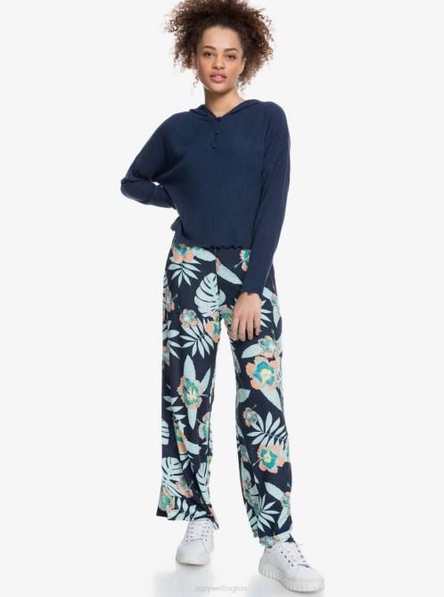 X4FH412 mood indigo Cozy Day Long Sleeve Rib Knit Top Women Roxy | Sweaters