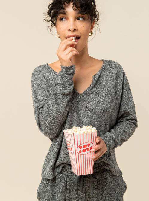 X4FH448 anthracite heather High Tide Knit Top Women Roxy | Sweaters