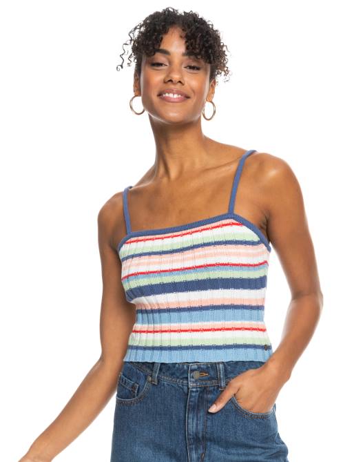 X4FH458 snow white horiz the line up Dream Sign Stripe Knit Tube Top Women Roxy | Sweaters