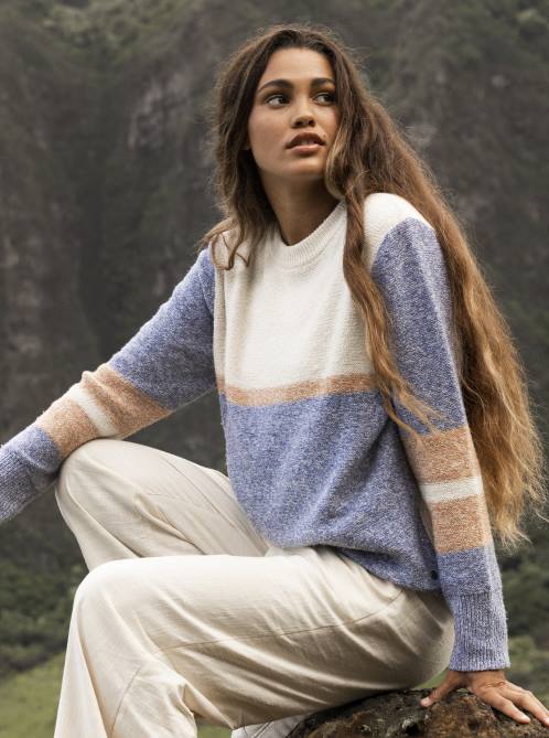 X4FH491 bijou blue Real Groove Striped Sweater Women Roxy | Sweaters