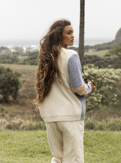 X4FH491 bijou blue Real Groove Striped Sweater Women Roxy | Sweaters