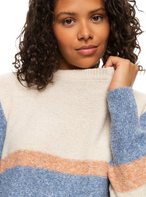 X4FH491 bijou blue Real Groove Striped Sweater Women Roxy | Sweaters