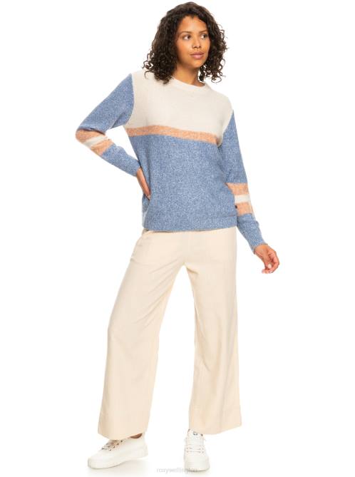 X4FH491 bijou blue Real Groove Striped Sweater Women Roxy | Sweaters