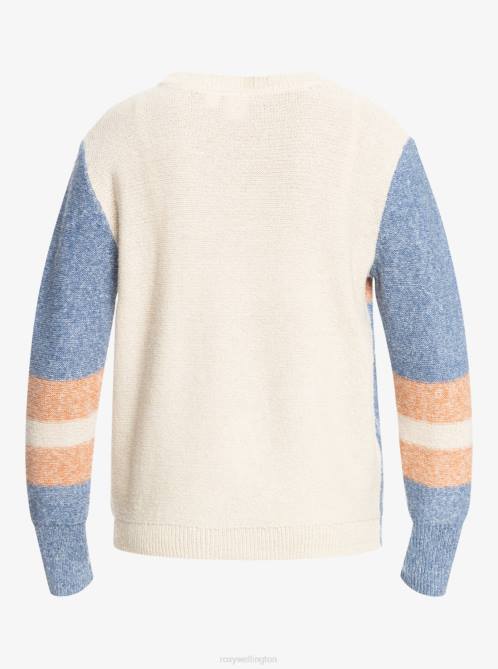 X4FH491 bijou blue Real Groove Striped Sweater Women Roxy | Sweaters