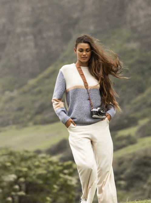 X4FH491 bijou blue Real Groove Striped Sweater Women Roxy | Sweaters