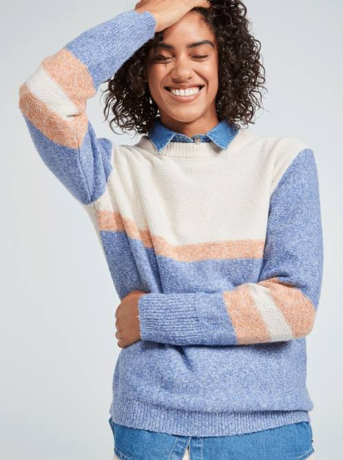 X4FH491 bijou blue Real Groove Striped Sweater Women Roxy | Sweaters
