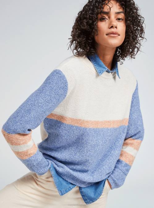 X4FH491 bijou blue Real Groove Striped Sweater Women Roxy | Sweaters