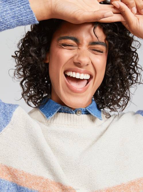 X4FH491 bijou blue Real Groove Striped Sweater Women Roxy | Sweaters